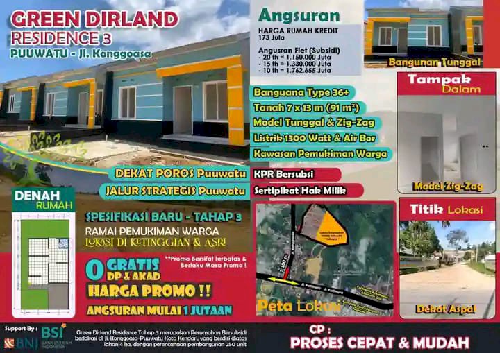 DIJUAL RUMAH MURAH STRATEGIS DI KONGGOASA KENDARI