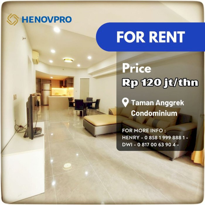 Taman Anggrek Unit 2+1 BR Full Furnish BEST Garden View
