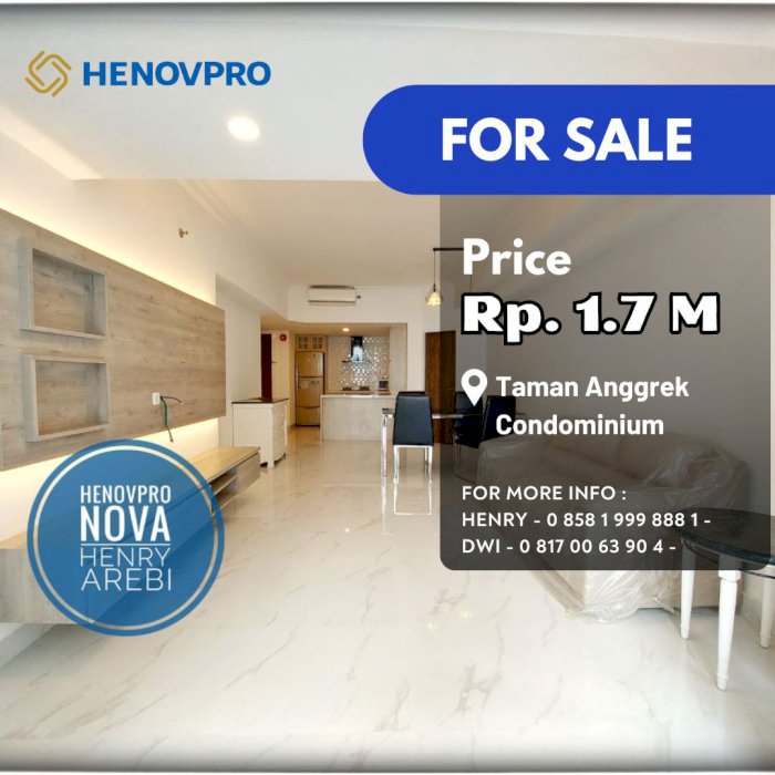 TURUN HARGA Taman Anggrek Condo Brand New 2+1BR Best City View