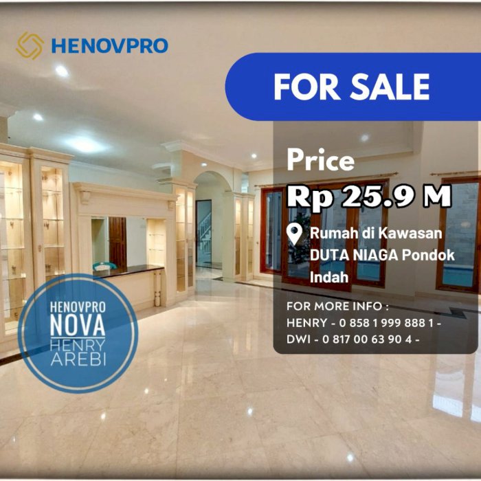 RUMAH SIAP HUNI DI DUTA NIAGA DEKAT JIS PONDOK INDAH FULL RENOV