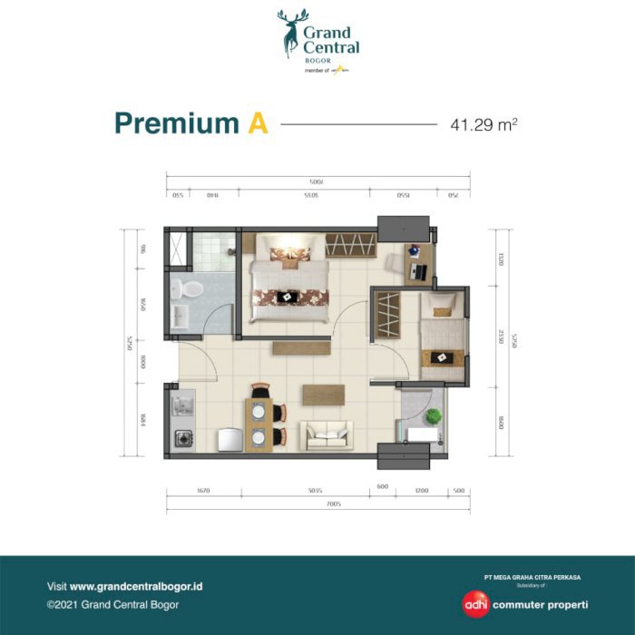 APARTEMEN TIPE PREMIUM A SGA 41.29 m2 DI BOGOR