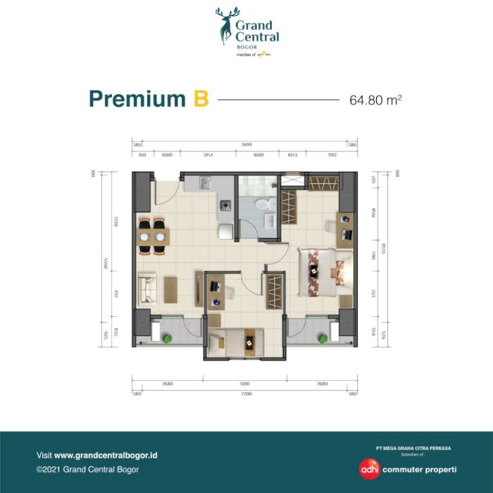 APARTEMEN TIPE PREMIUM B SGA 64.80 m2 DI BOGOR