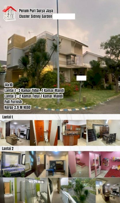 Rumah 2 Lantai Di Puri Surya Jaya Sidoarjo