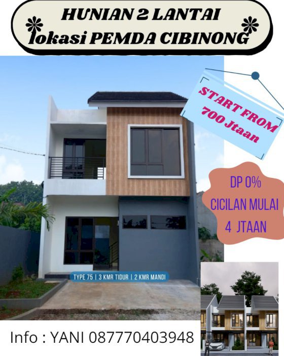 RUMAH 2 LANTAI HARGA 700 JUTAAN DEKAT PEMDA CIBINONG