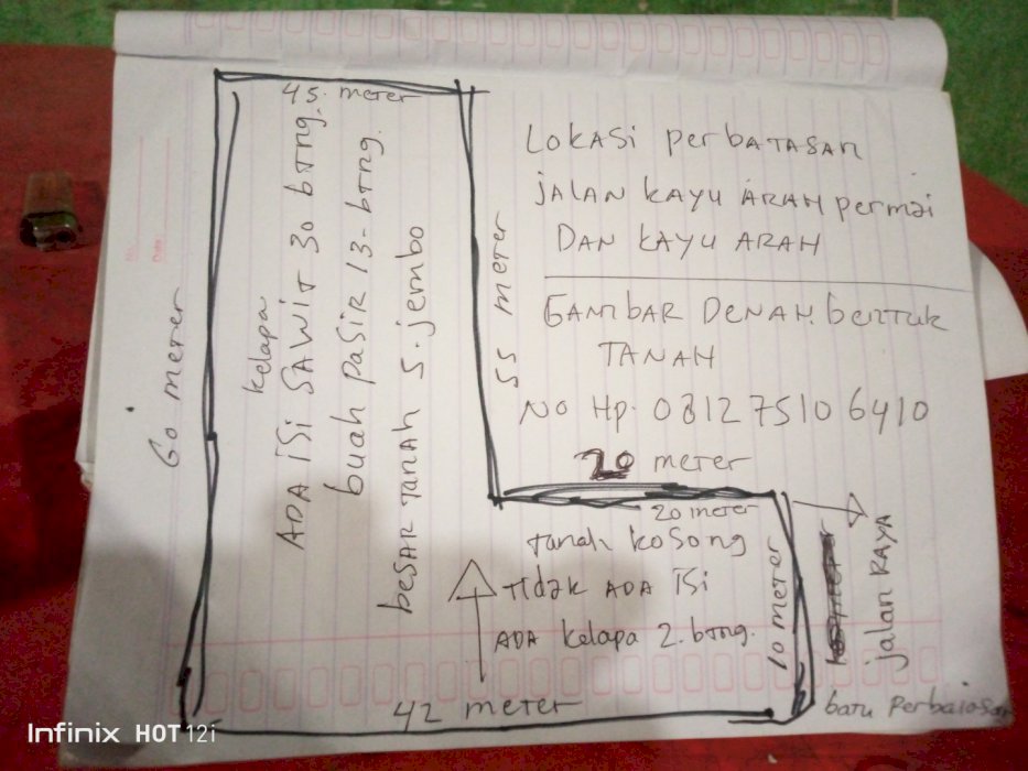 Dijual tanah di jalan kayu arah permai  bisa liat lokasi  dulu