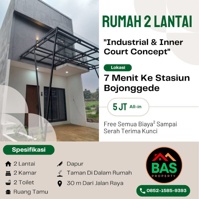 Rumah 2 lantai Murah Dekat St. Bojonggede Cukup 5Jt Allin Free Biaya2