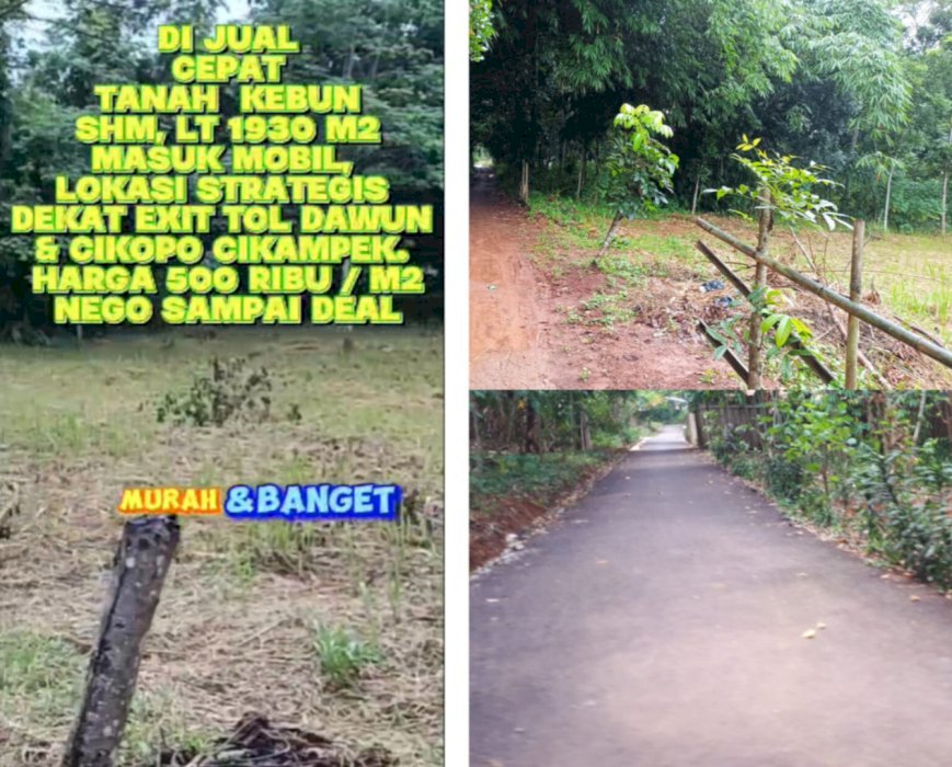 Jual tanah lokasi 10 menit dari tol Cikopo / Dawun, Cikampek