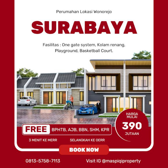Rumah Cicilan 2,1 Jutaan di Wonorejo Surabaya