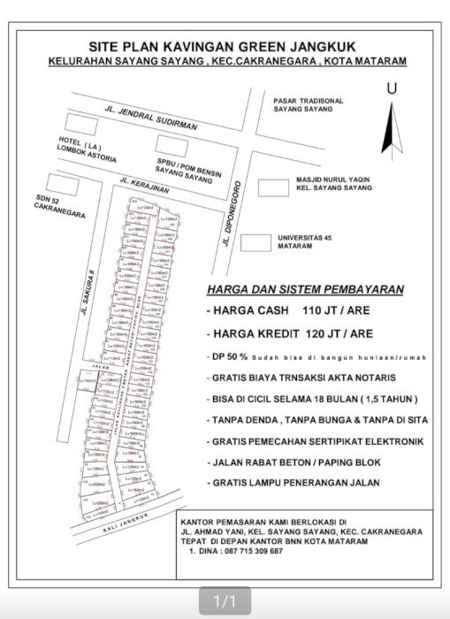 DIJUAL TANAH KAVLING SESUAI KEBUTUHAN GREEN JANGKUK KOTA MATARAM