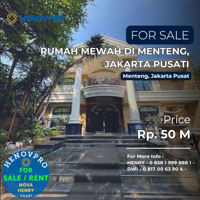 dijual Rumah Mewah di Menteng, Jakarta Pusat