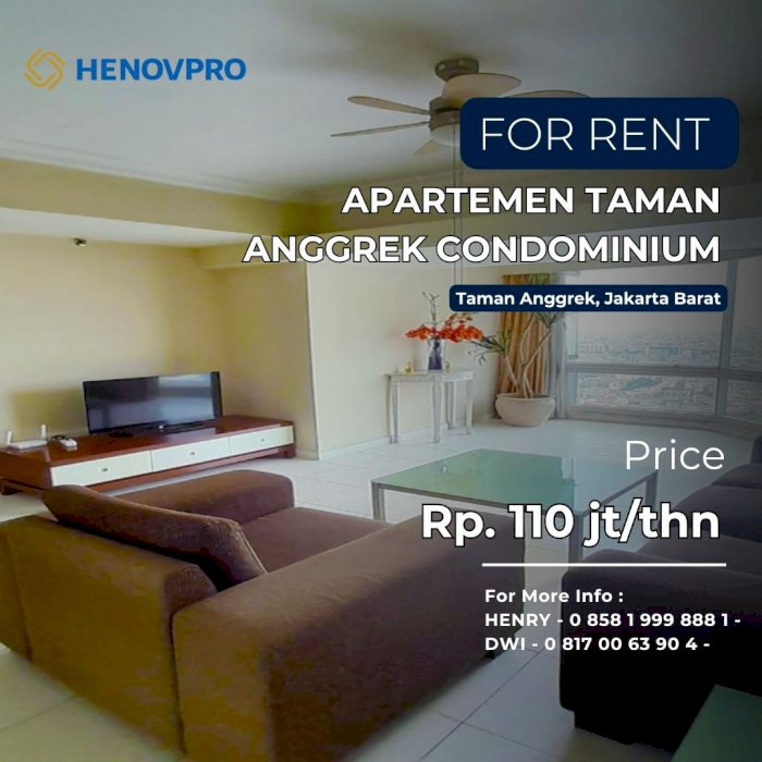 SEWA Taman Anggrek Unit 2+1BR Full Furnish BEST City View