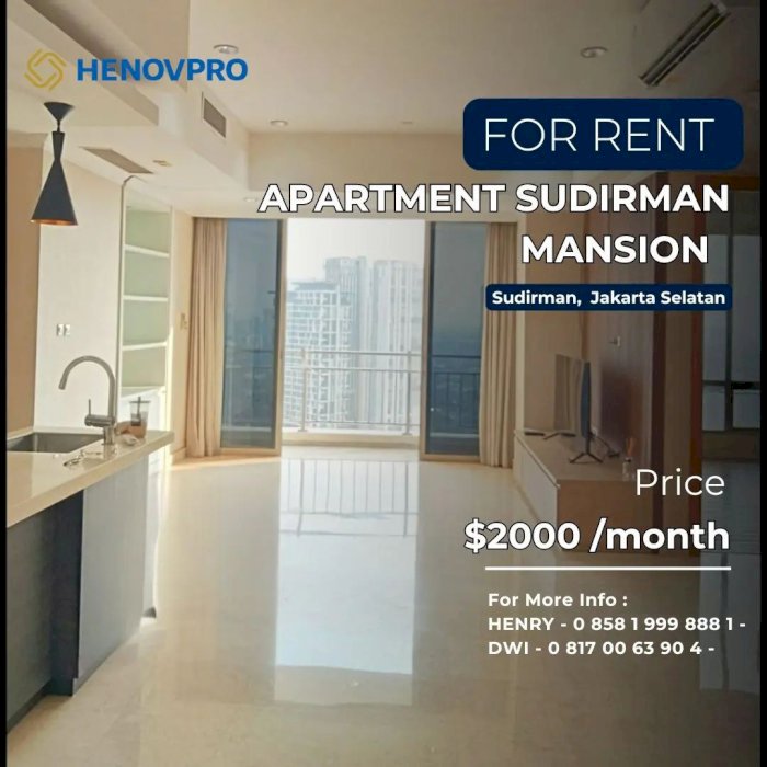 Sudirman Mansion 3BR Semi Furnish at SCBD Sudirman Best Location