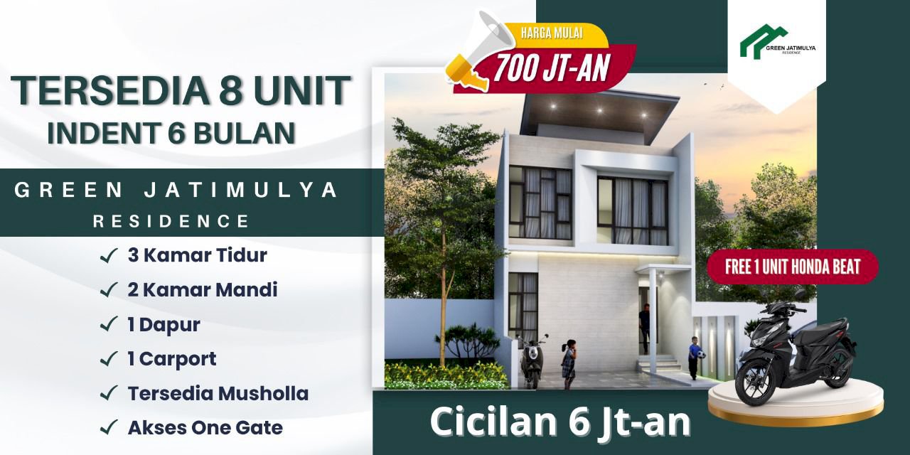 RUMAH CANTIK 2 LANTAI, STRATEGIS DEKAT LRT BEKASI TIMUR & KALIMALANG