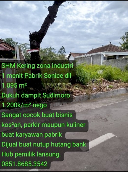 TANAH SHM 1095 M² KAWASAN INDUSTRI