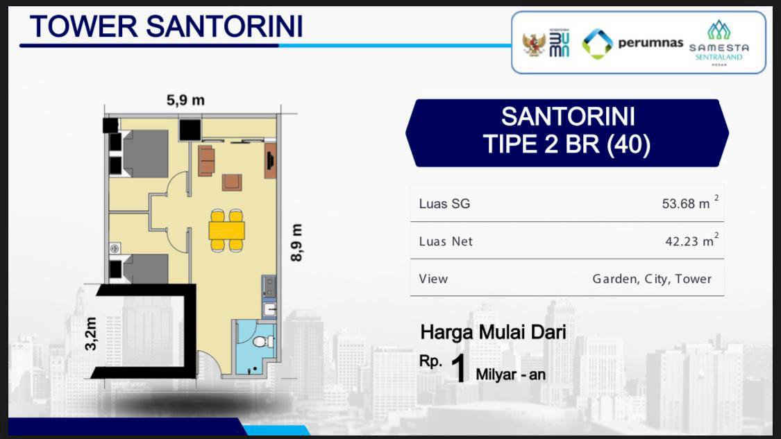 Jual apartemen mewah di samesta sentraland medan