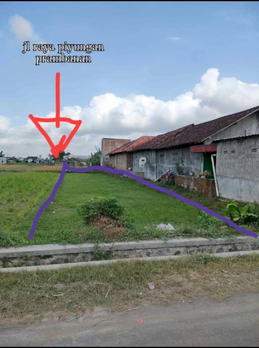 Jual tanah sawah 30 meter dari jalan raya Piyungan - prbanan