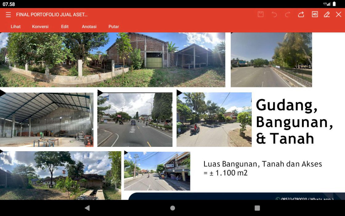 Tanah dijual dan bangunan gudang
