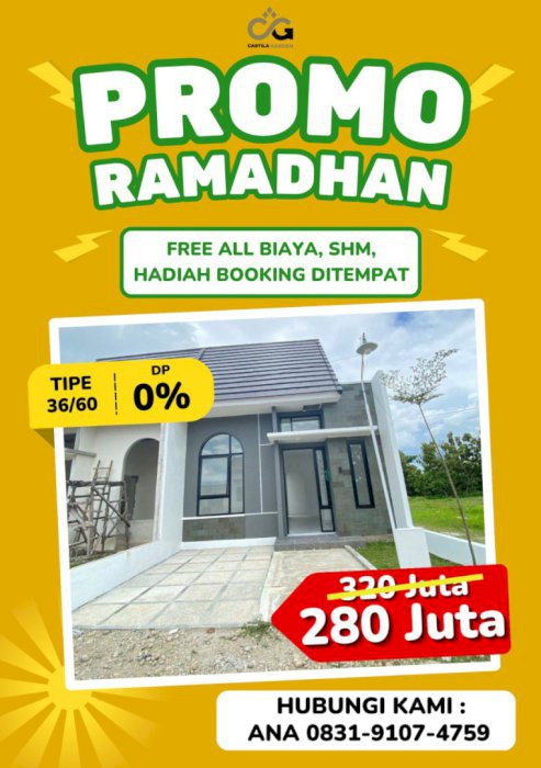 Jual rumah 1 lantai siap huni, promo potongan harga, bebas semua biaya