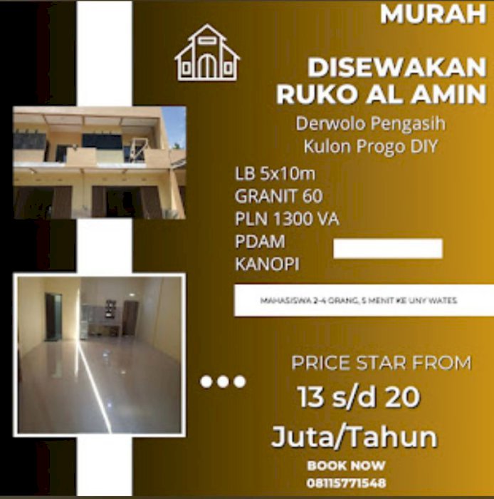 Dikontrakan Ruko murah super 1 LT dan 2 LT Pengasih Kulon Progo
