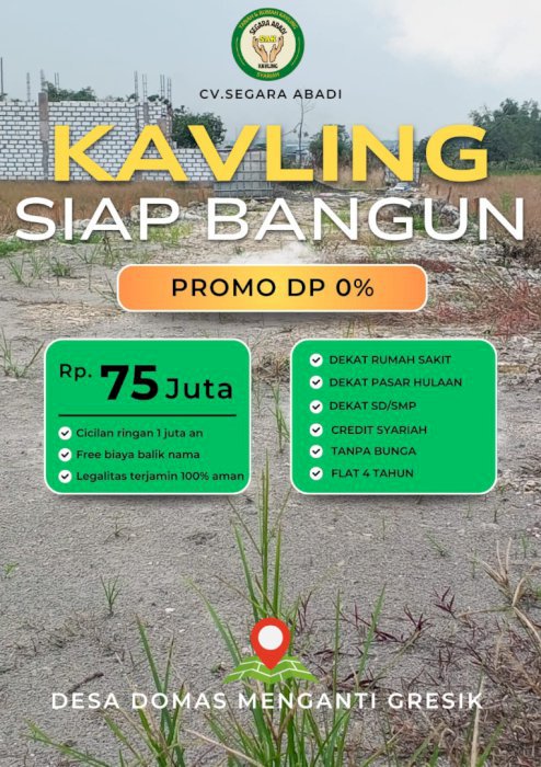 Tanah Kavling Murah Strategis Di Desa Domas Menganti Gresik