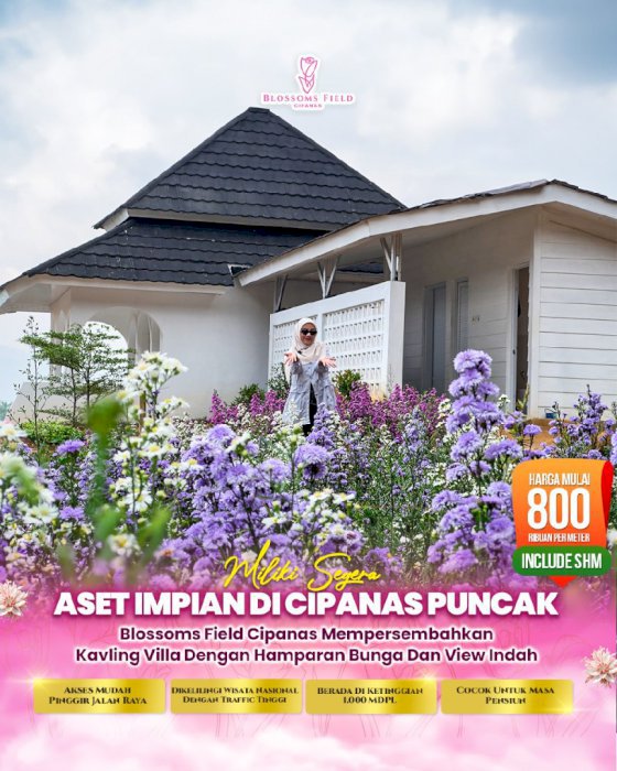 Jual tanah kavling blossom field area cipanas puncak bogor cianjur