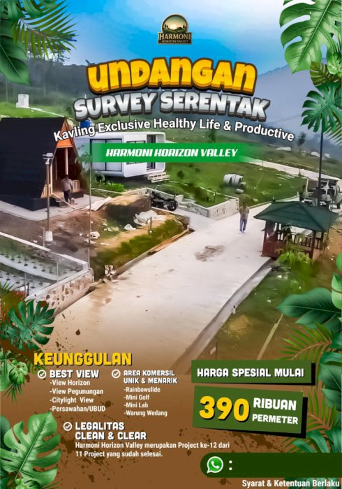 Di jual Tanah kavling strategis untuk bangun villa & resort daerah