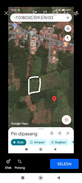 Tanah strategis belakang perum arjeda Kajen Pekalongan luas 3043 m SHM