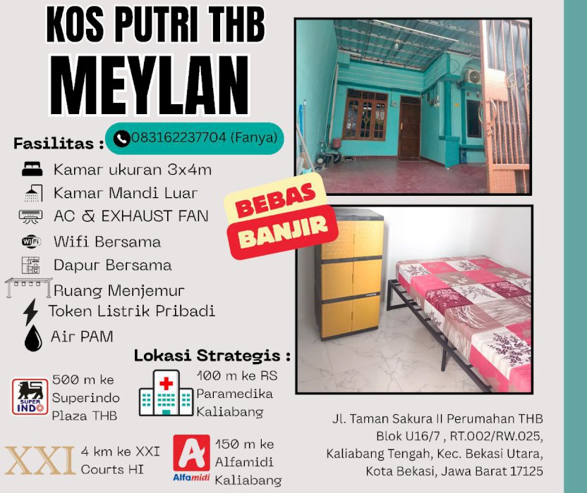 Disewakan kosan di THB Meylan, Bekasi Utara