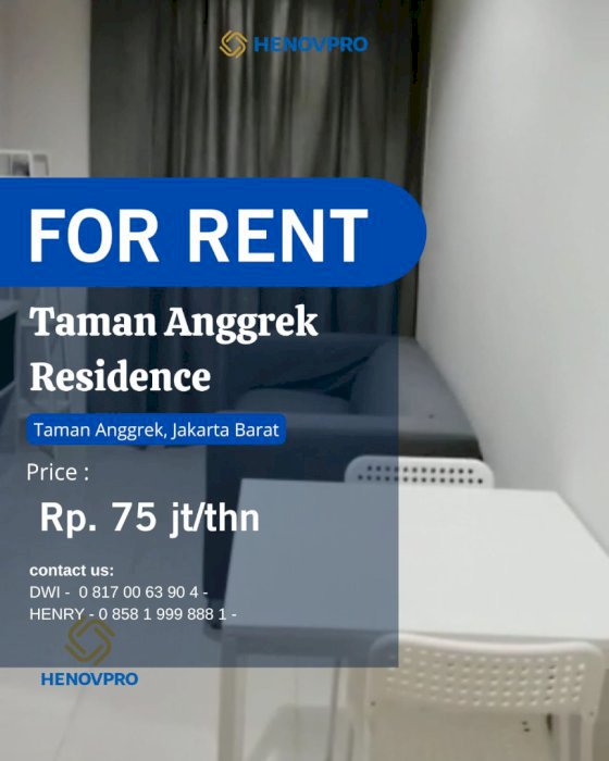 Disewa BRAND NEW Taman Anggrek Residence Unit 1BR Full Furnish