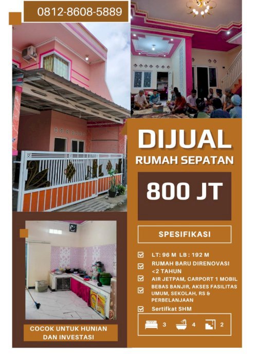 Dijual  rumah sepatan untuk investasi Pondok Jaya Kabupaten Tangerang