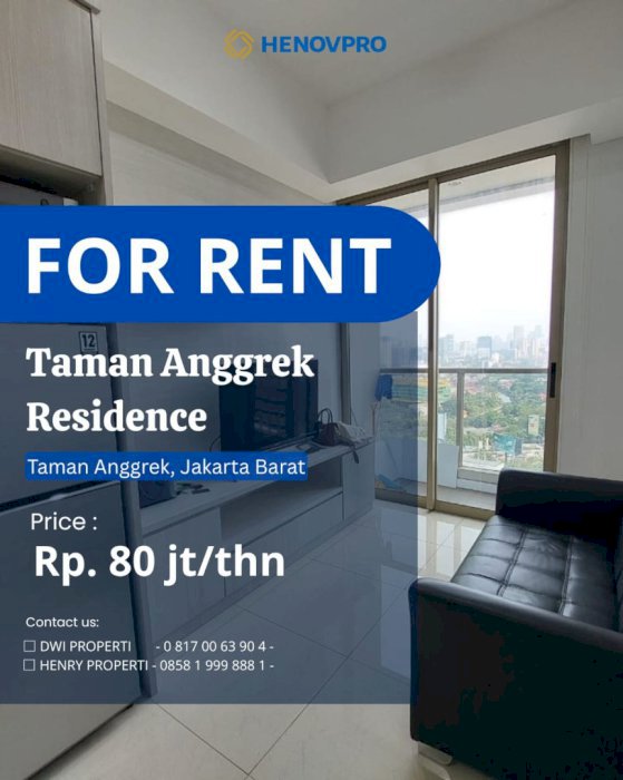 BRAND NEW Taman Anggrek Residence Unit 1BR + 1Study/BR Full Furnish