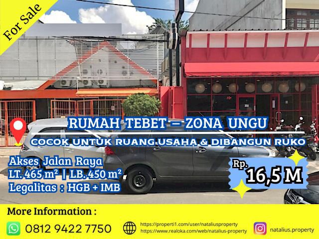 Dijual Rumah Tebet Cocok Untuk Ruang Usaha & Dibangun Ruko Jalan Raya