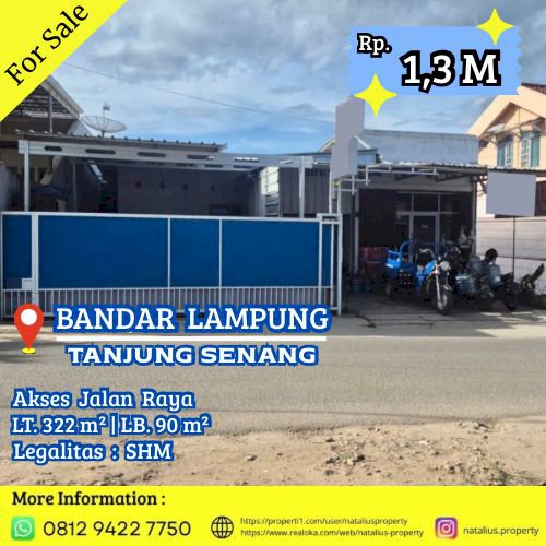 Dijual Rumah Tanjung Senang Kota Bandar Lampung Akses Jalan Raya