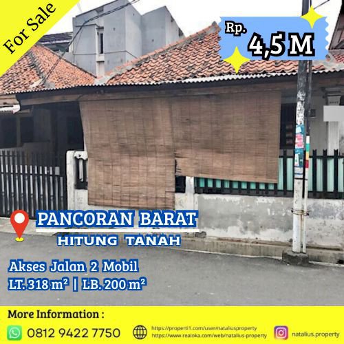 Dijual Rumah Pancoran Barat Hitung Tanah Lokasi Strategis Jalan 2Mobil