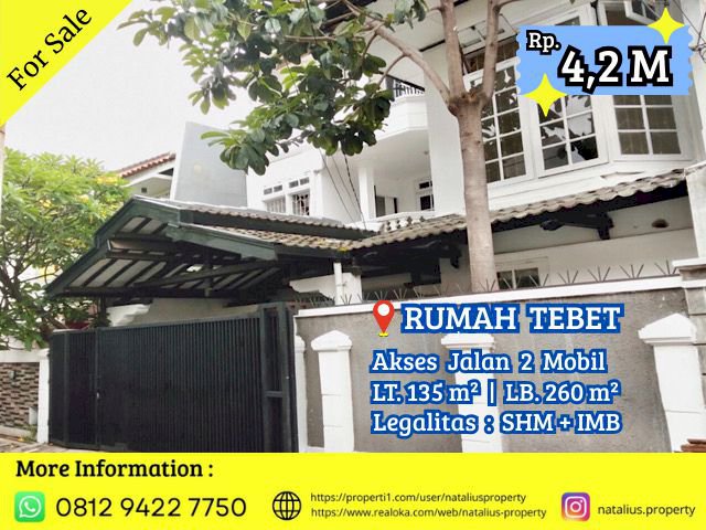 Dijual Rumah Tebet Asri Lokasi Strategis Nyaman Jalan 2 Mobil