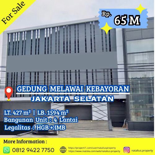 Dijual Gedung Melawai Kebayoran Baru 4 Lantai Baru Renov Jalan Raya