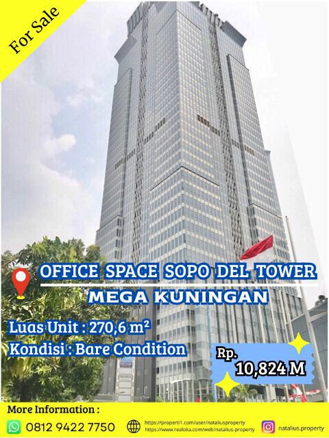 Dijual Office Space Sopo Del Tower CBD Mega Kuningan Luas 270m²