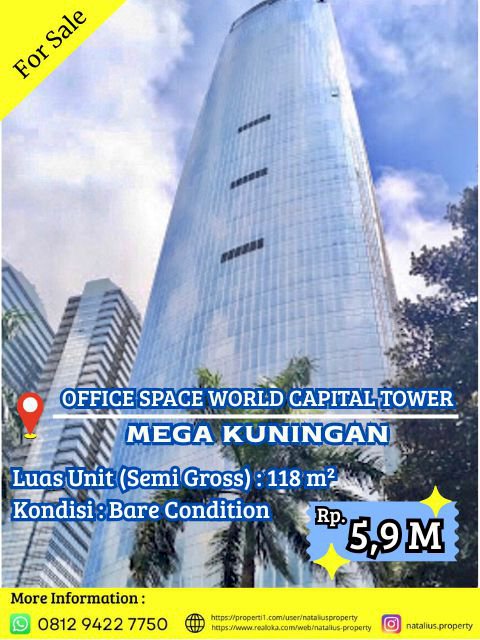 Dijual Office Space World Capital Tower CBD Mega Kuningan Luas 118m²