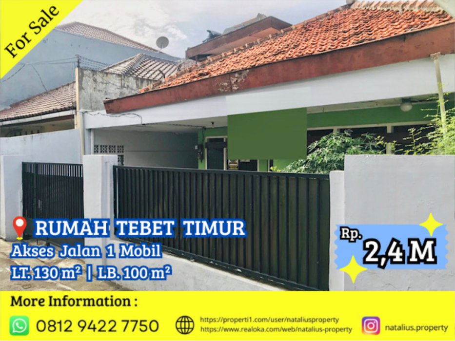 Dijual Rumah Tebet Hitung Tanah Lokasi Strategis Jalan 1 Mobil (BU)
