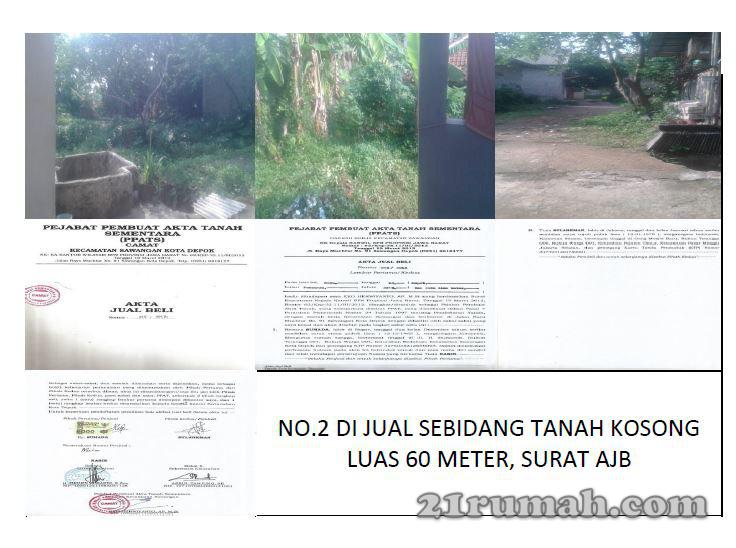 Rmh 59 mtr SHM dan Tnh AJB 60 mtr daerah sawangan kp bedahan depok ja bar