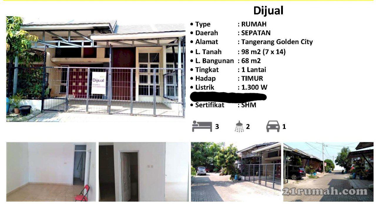 Rumah di Jual  Sepatan Golden City