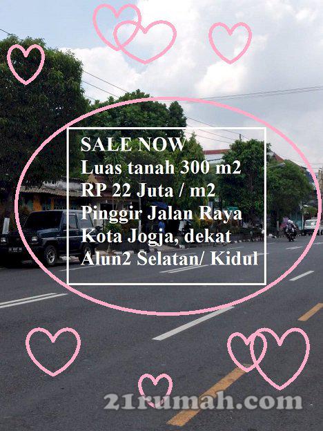 Investasi Tanah Yogya Kota 21,9 jt/m2 SHM IMB Tepi Jalan Raya