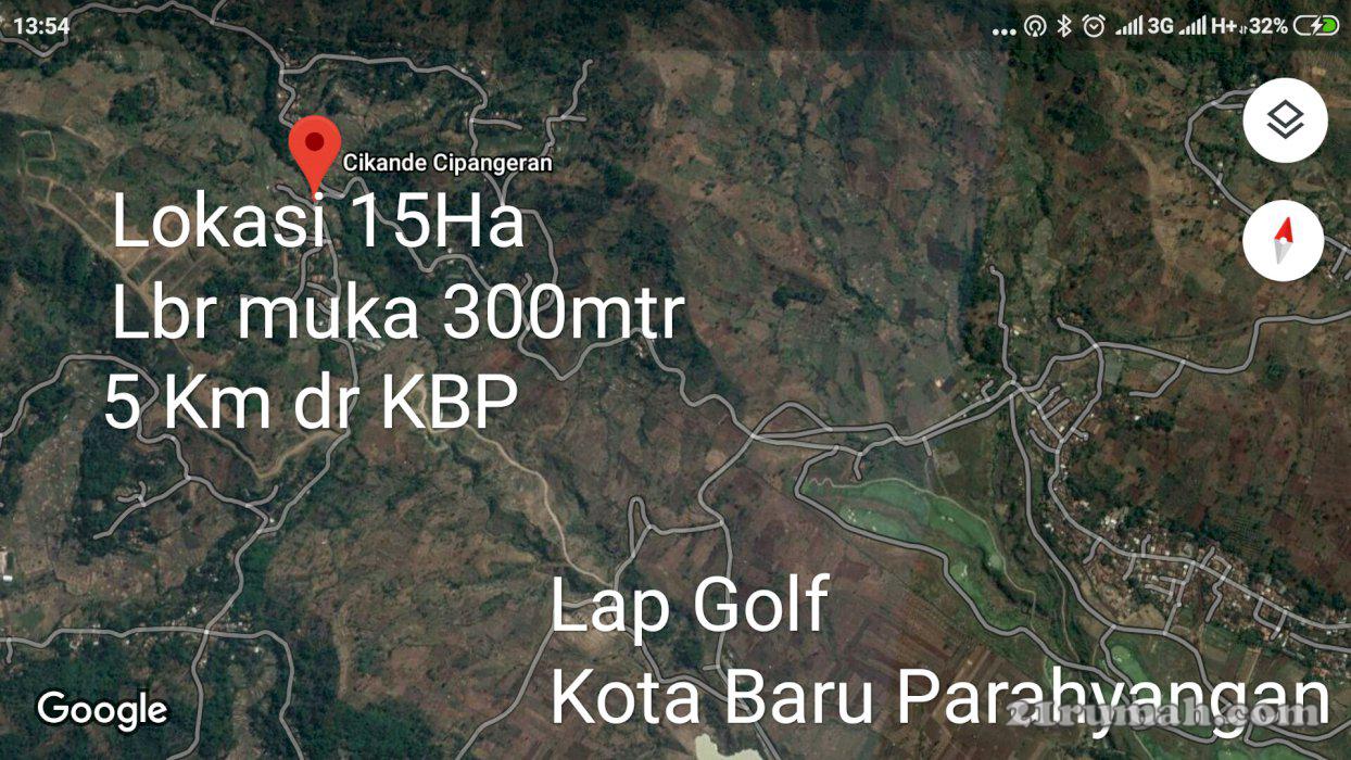 Tanah luas pinggir jln strategis blkng lap golf Kota Baru Parahyangan