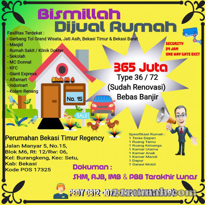Dijual Rumah Perumahan Bekasi Timur Regency