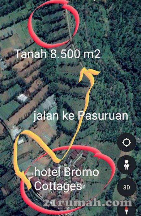 Tanah strategis 8.500 m2 dekat tempat wisata Gunung Bromo