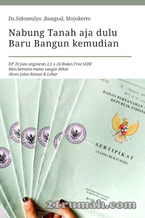 Kavling SHM di mojokerto 200 meter dr jalan provinsi