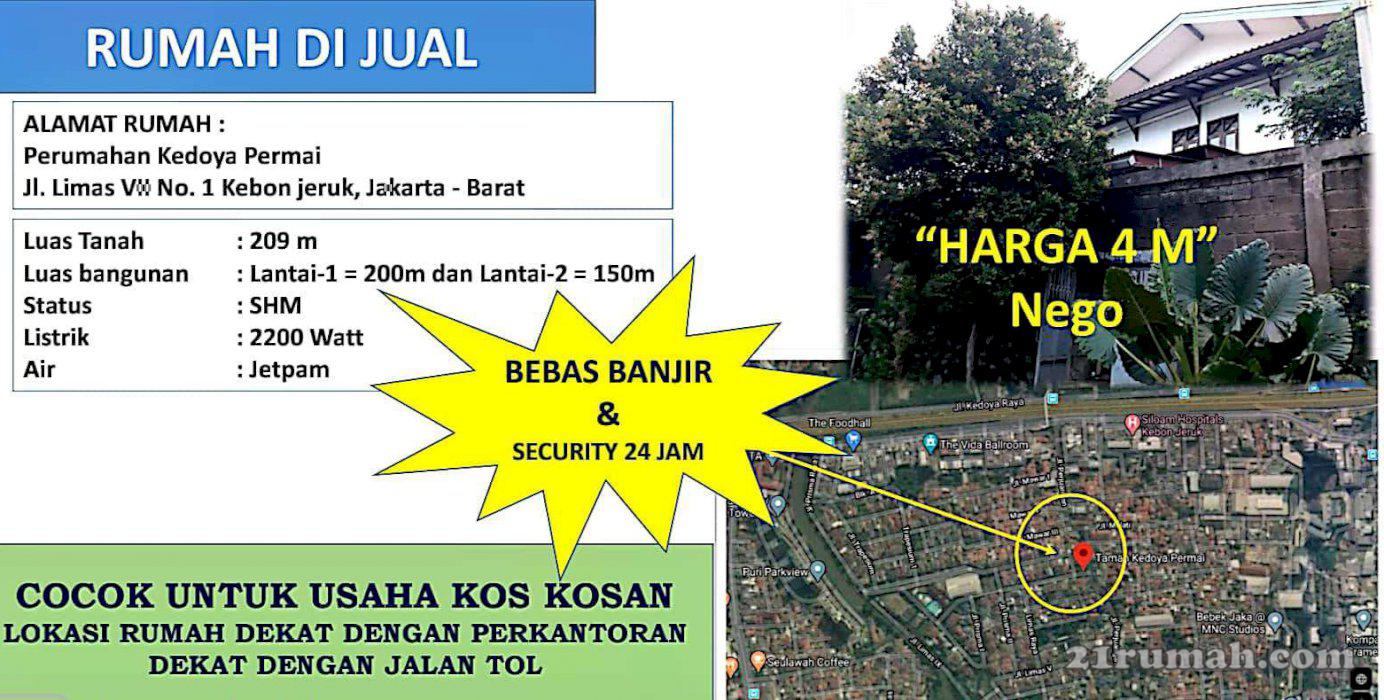Rumah di kebun jeruk Jakarta barat bisa untuk kos-kosan