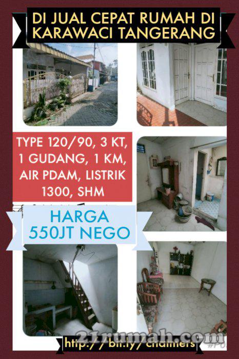 Di jual cepat rumah lokasi strategis di Karawaci Tangerang