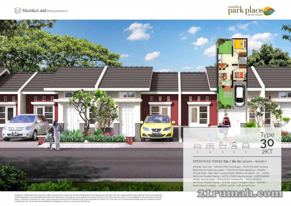 Rumah Murah, Unit Ready Type 30/60 Mustika Park Place Residence