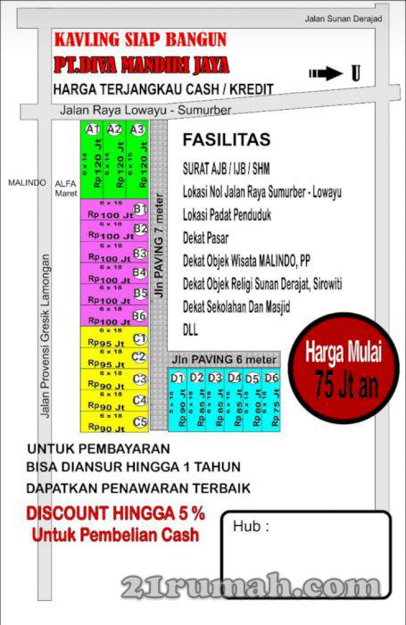 Tanah kavling nol jalan raya lowayu / sumorber (SHM).